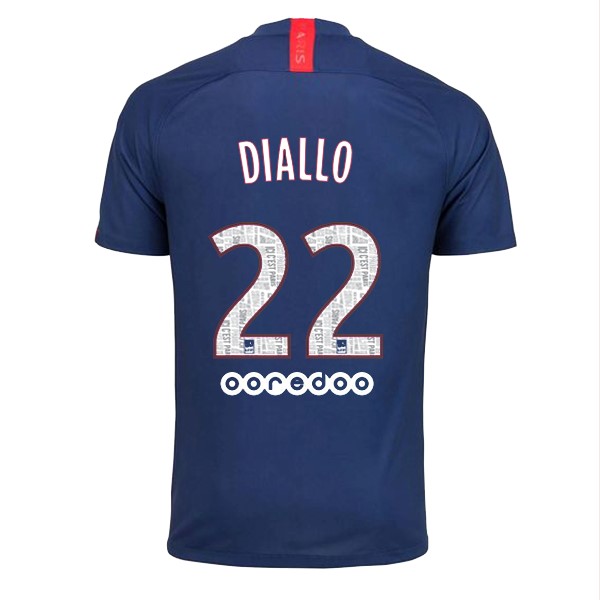 Trikot Paris Saint Germain NO.22 Diallo Heim 2019-20 Blau Fussballtrikots Günstig
